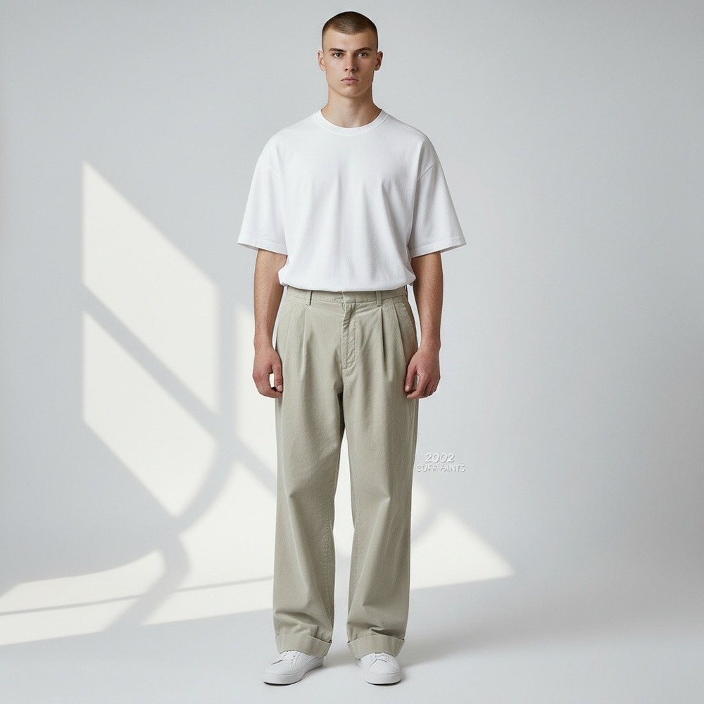 BR Y2K Smithfield Chinos 34x32 Beige 90s Style Pleated Pants Preppy Old Money